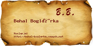 Behal Boglárka névjegykártya